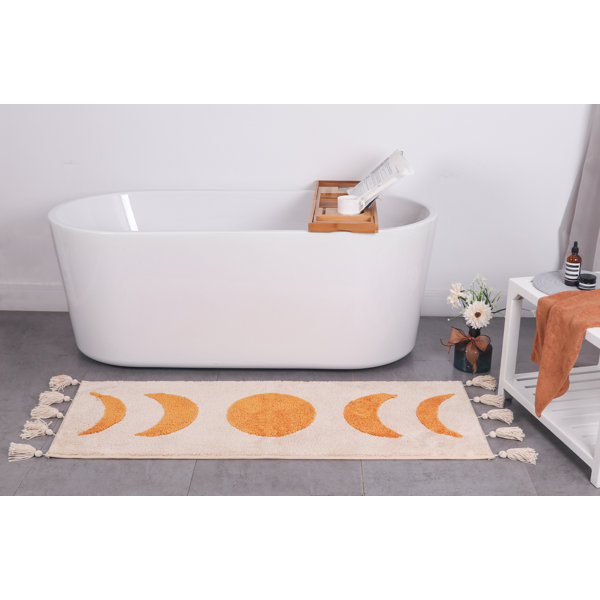 Brayden Studio® Boho Bathroom Rug Runner Moon Phases Bath Mat With